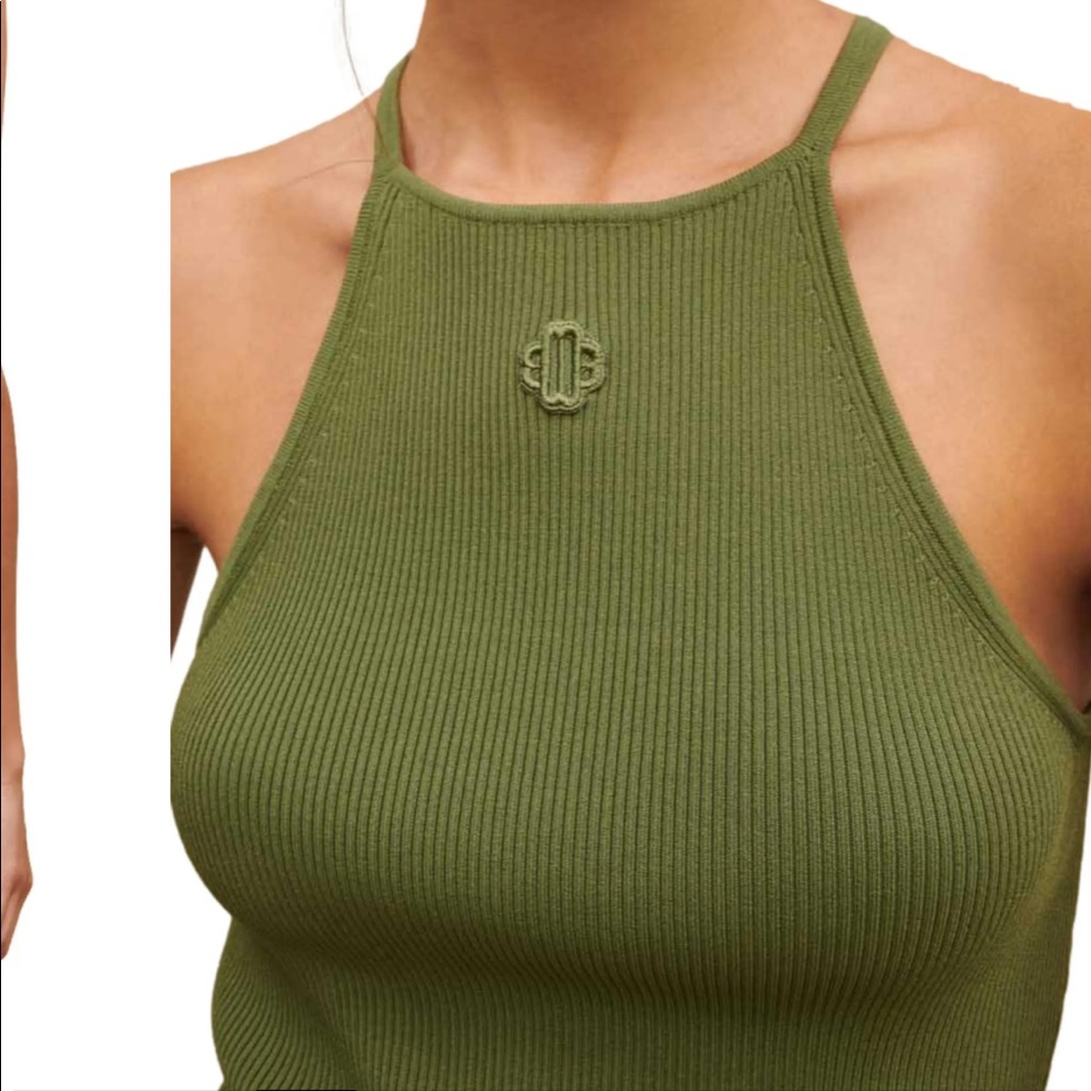 Maje ribbed top green